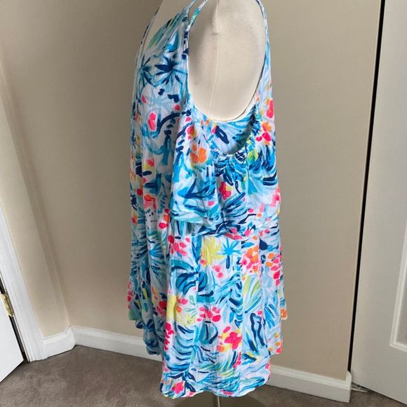Lilly Pulitzer Bellamie Swing Dress Tippy Top Serene Blue Size Medium Cold Shoul - Picture 6 of 11